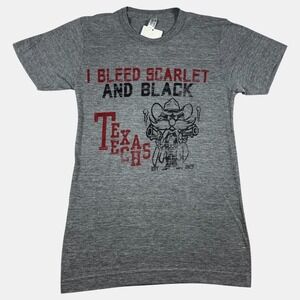 American Apparel Texas Tech Raiders "I Bleed Scarlet and Black" Gray Shirt Sz XS